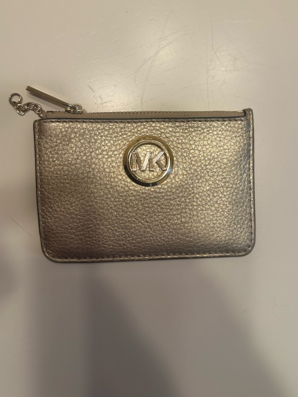 Michael Kors Metallic MK Logo Zip Card Case